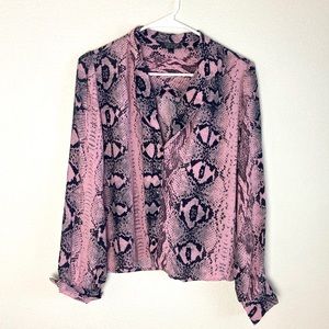 TopShop Shirt - Pink Snake print Blouse - Size 8